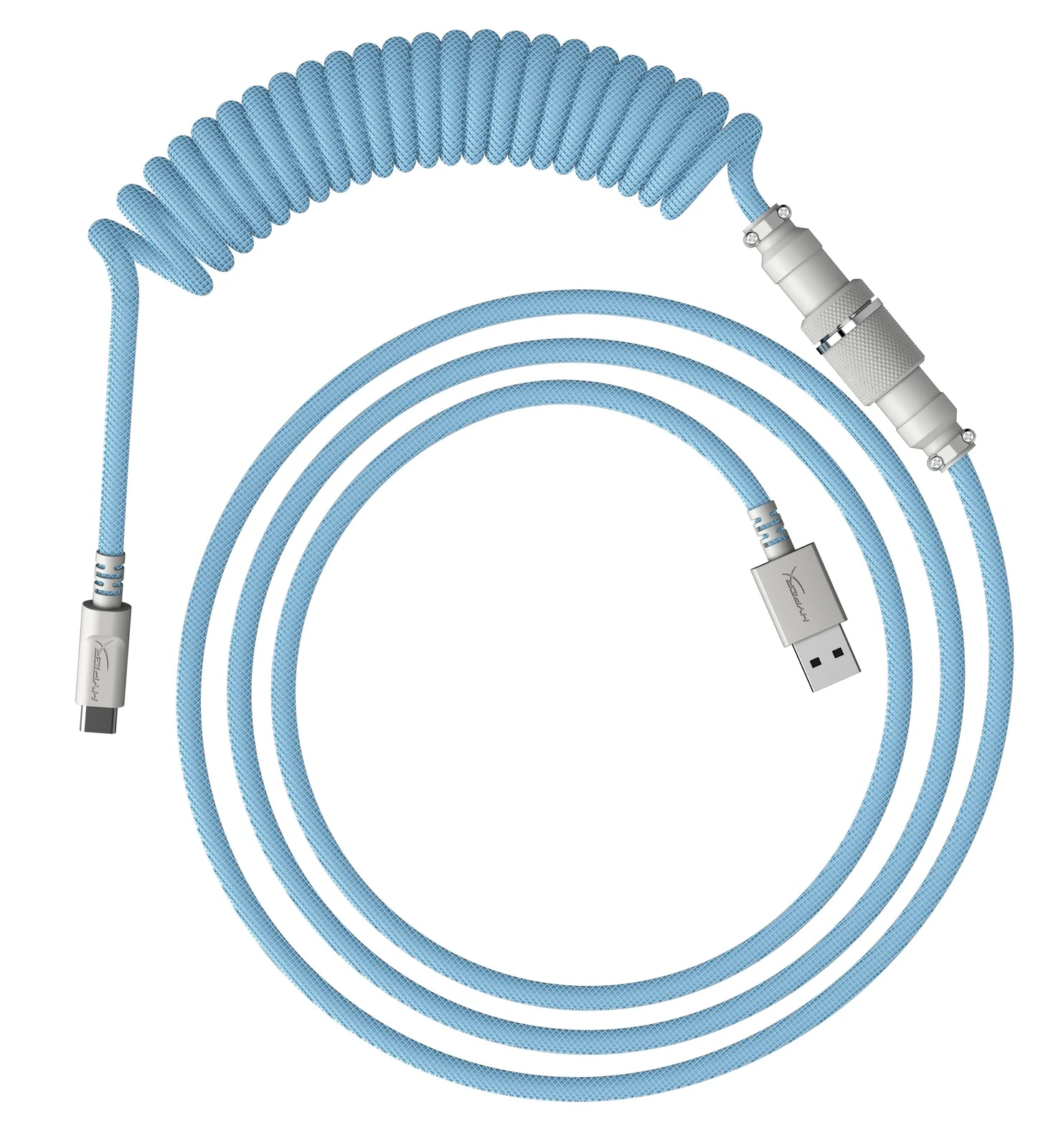 HyperX Coiled Cable (Light Blue & White) 2 HyperX Coiled Cable (Light Blue & White) - Image 2