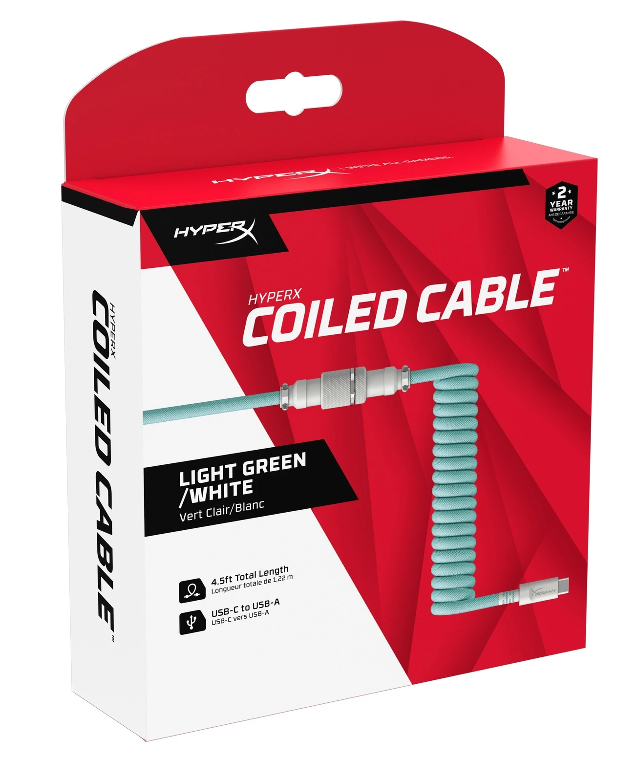 HyperX Coiled Cable (Light Green & White) 1 HyperX Coiled Cable (Light Green & White)