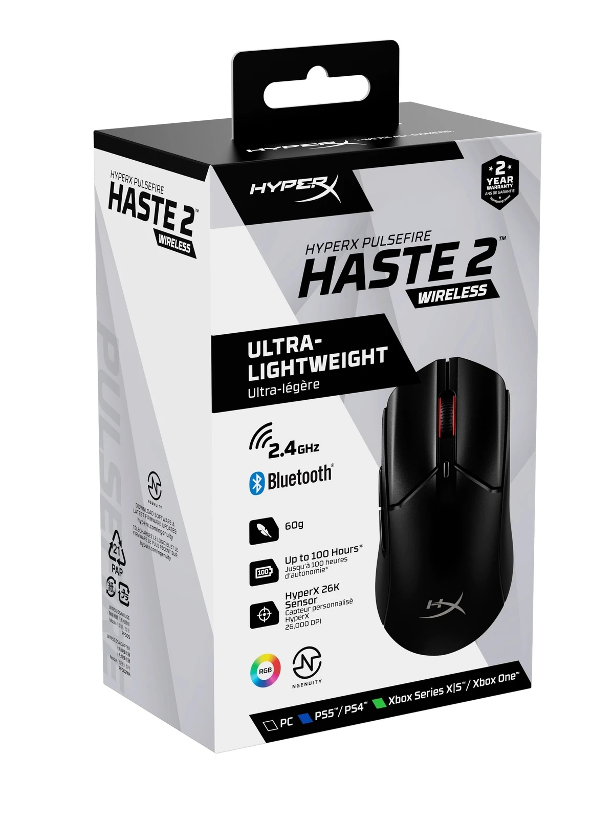 HyperX Pulsefire Haste 2 Wireless Gaming Mouse (Black) 2 HyperX Pulsefire Haste 2 Wireless Gaming Mouse (Black) - Image 2