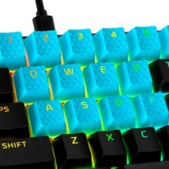 HyperX Rubber Keycaps - Gaming Accessory Kit -HyperX Gamer Deals Store hyperx rubber keycaps blue us 5 close up